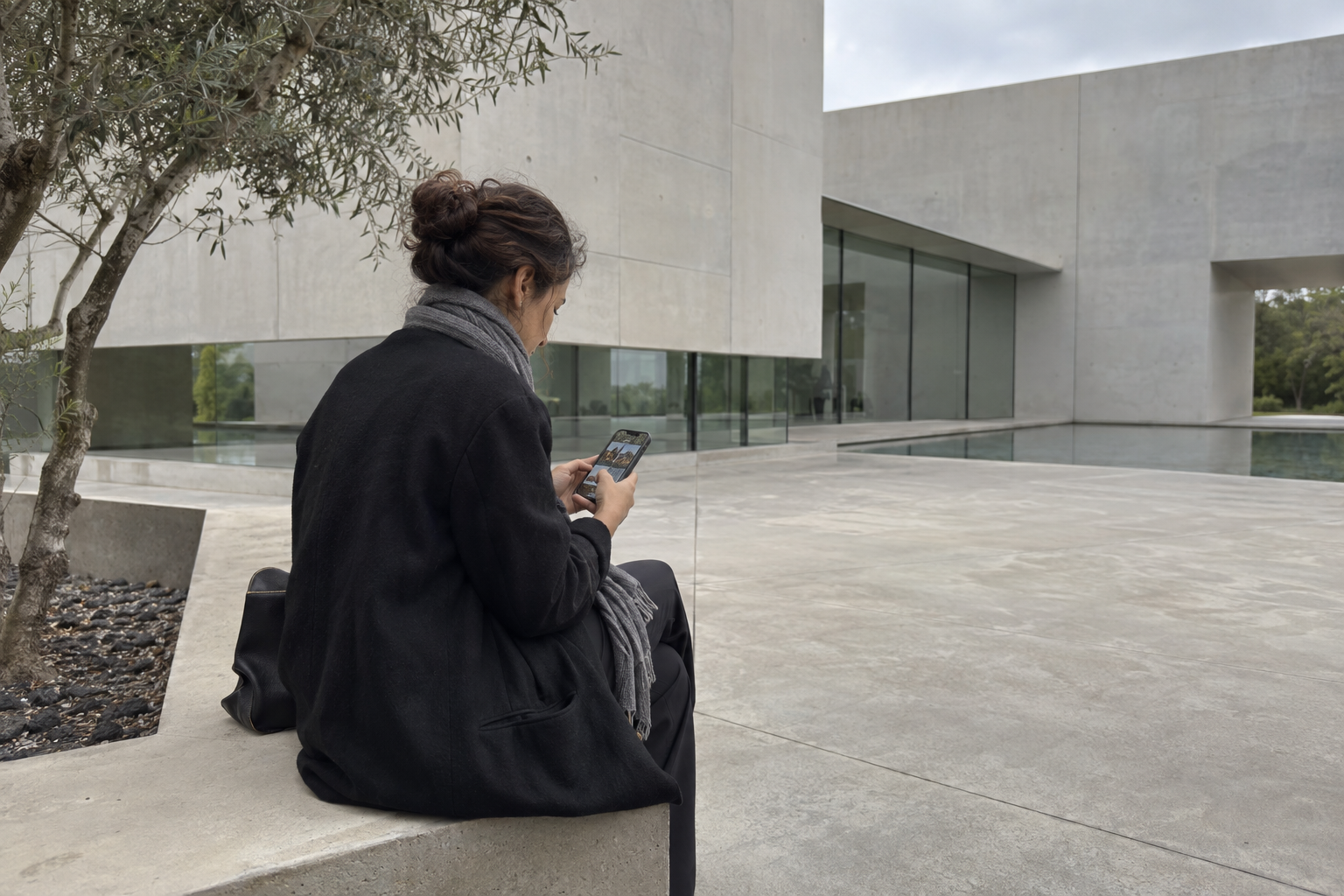 AI-generated editorial photograph · Reviewing a shoot on site, not an app screenshot.