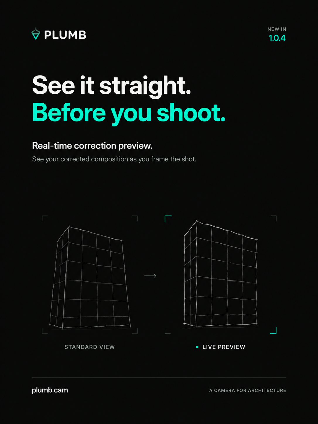 Illustration of real-time correction preview, not an actual before-and-after photograph.